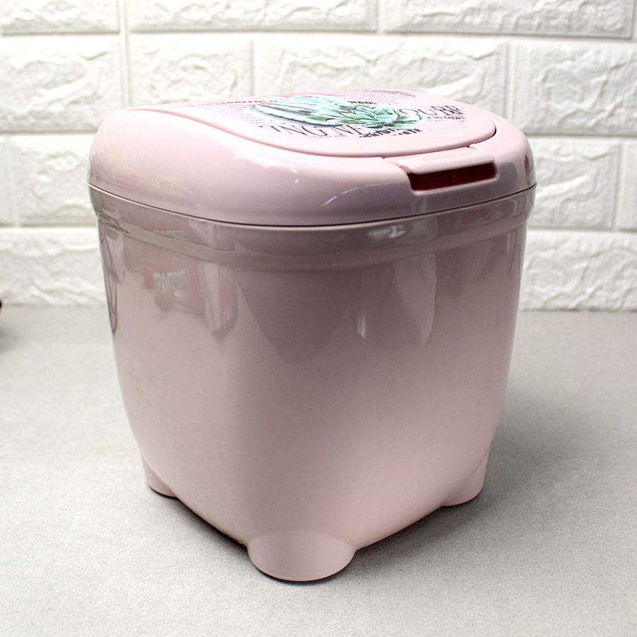 Розовое мусорное ведро с откидной крышкой 4 л Elif Plastik