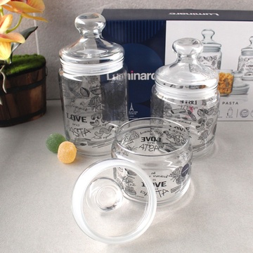Набор стеклянных банок в ромбик Luminarc Jar Love Pasta 3 шт 0,5+0,75+1 л (P6675) Luminarc