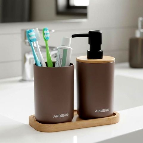 Набор для ванной комнаты 3 предмета 360 мл ARDESTO Minimalism коричневый ARHB3112CB Ardesto