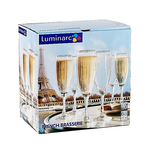 Набір келихів для шампанського на низьких ніжках Luminarc French Brasserie 170 мл 6 шт. (H9452) Luminarc