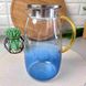 Скляний чайник 1,8л Синій амбре для плити із золотистою ручкою