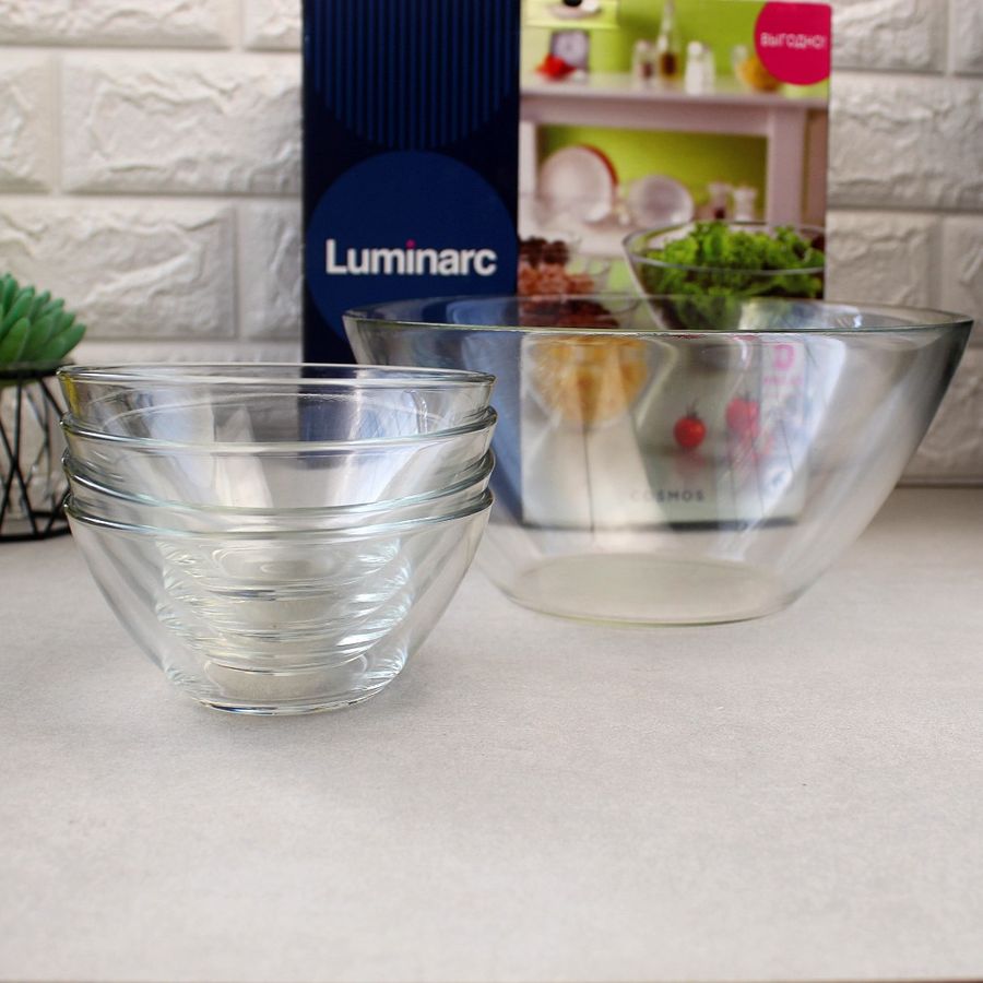 Набір скляних салатниць 5 шт без декору Luminarc «Космос» (P6766) Luminarc