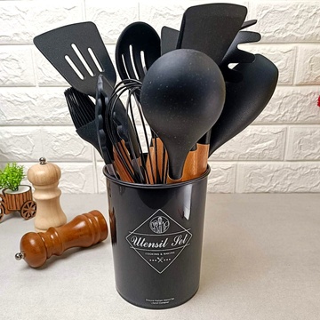 Кухонные принадлежности 12 предметов чёрного цвета Kitchen Set Kitchen Art