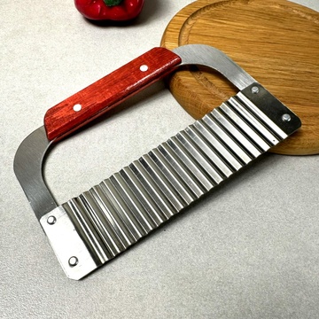 Кухонний ніж-слайсер для фігурного різання сиру, овочів Дерев'яна ручка Без бренда
