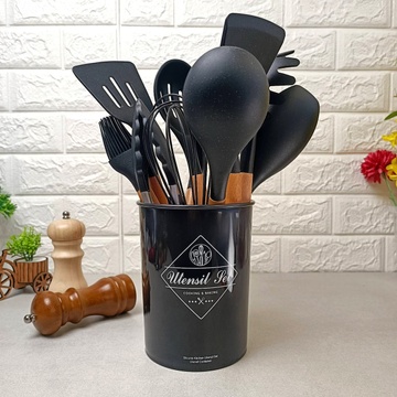 Кухонне приладдя 12 предметів чорного кольору Kitchen Set Kitchen Art