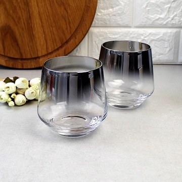 Набор низких черных стаканов с гальваническим эффектом 2 шт, перламутровые стаканы A-plus