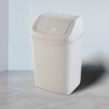 Белое мусорное ведро с поворотной крышкой 10 л для ванной и туалета Алеана