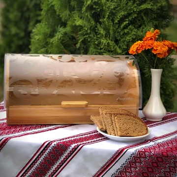 Бамбукова відкидна хлібниця з напівпрозорої кришкою Kamille