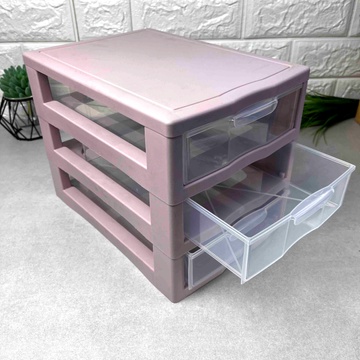 Органайзер-комод на 3 выдвижных ящика для канцтоваров и мелочей Розовый Алеана Алеана