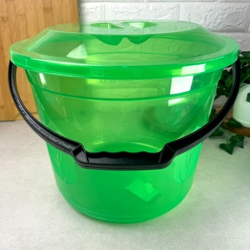 Пластиковое ведро с крышкой 12 л Зелёное, Тюльпан СД Без бренда