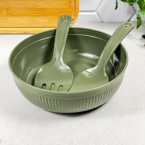 Набір для салату Dunya Deep Line Chef 3 л (міска + ложка + виделка) 10729 Dunya Plastik