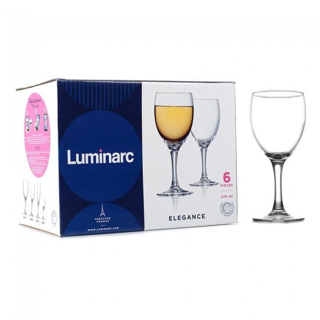 Набір класичних келихів для вина Luminarc Елеганс 245 мл 6 шт (Р2504) Luminarc