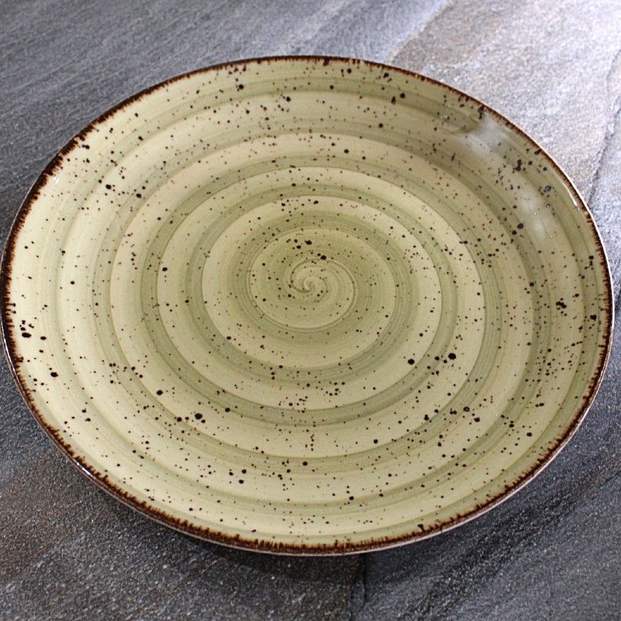 Обідня тарілка з порцеляни зелена Kutahya Porselen Corendon 210 мм (GR3021) Kutahya Porselen