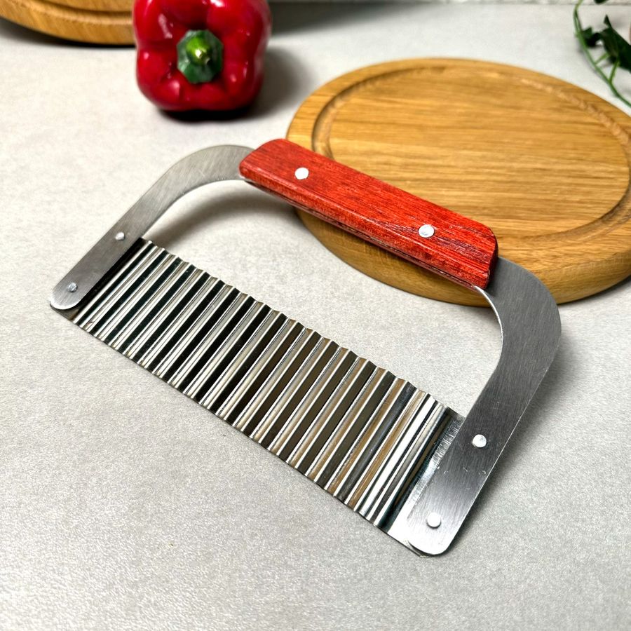 Кухонный нож-слайсер для фигурной резки сыра, овощей Деревянная ручка Без бренда