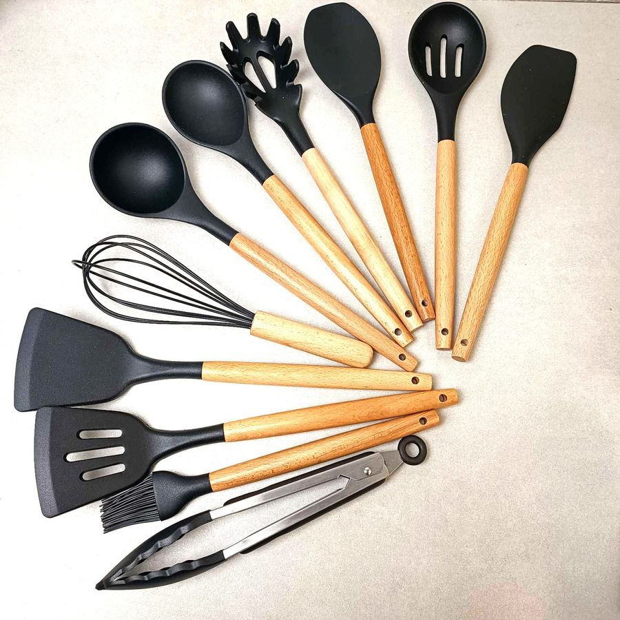 Кухонные принадлежности 12 предметов чёрного цвета Kitchen Set Kitchen Art
