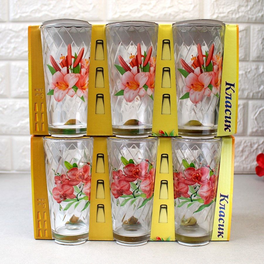 Набор стаканов "Классик" цветы 230 мл 6 шт (8226) ОСЗ
