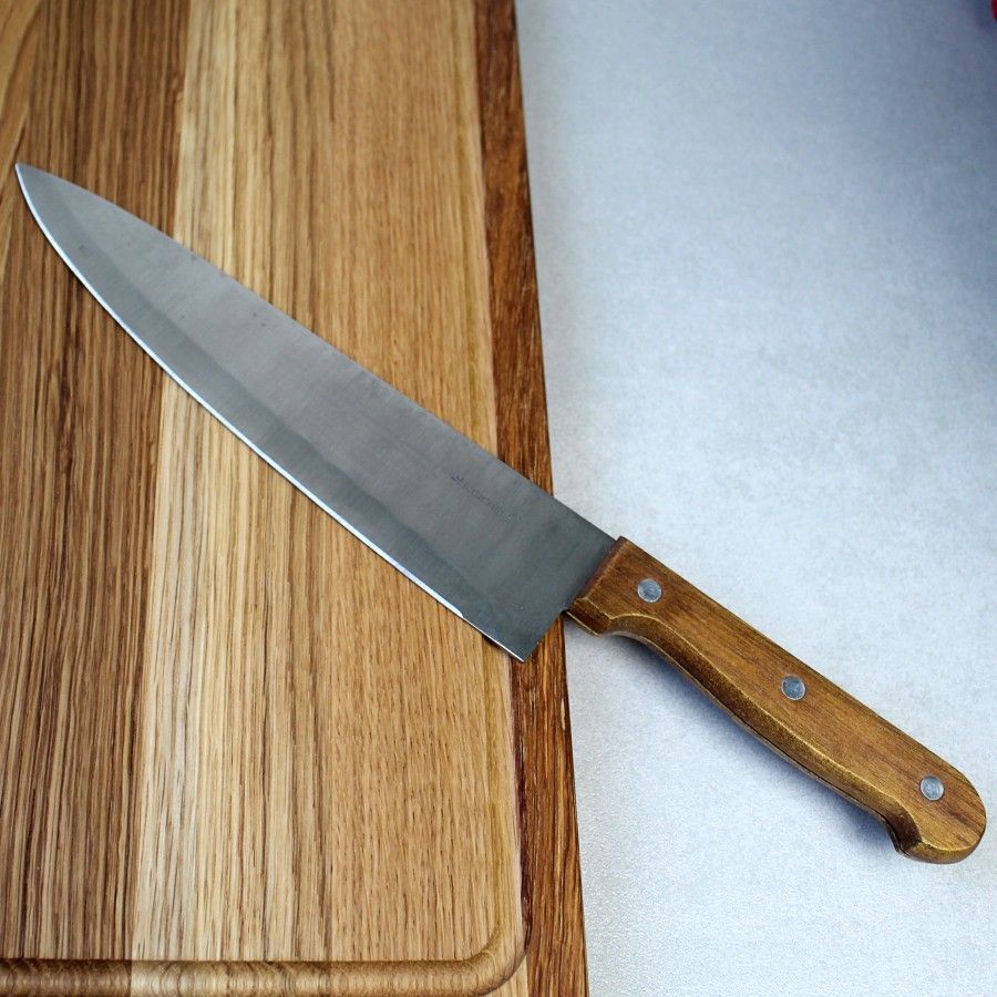 Ніж кухонний 20 см "Шеф-кухар" з нержавіючої сталі з дерев'яною ручкою Kamille