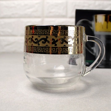Чайна чашка 300 мл із золотою облямівкою Густ-Кришталевий Версаче (EAV08) Гусь Хрустальный