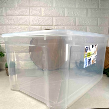 Большой пластиковый контейнер с крышкой для хранения Easy Box 47 л Прозрачный Ал-Пластик