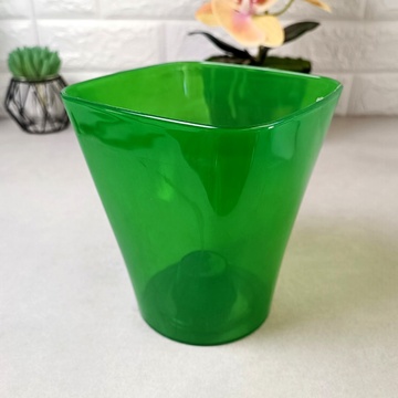 Высокий зеленый вазон для орхидей из светопропускающего пластика 17,5 см ММ-Пласт
