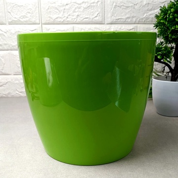 Зеленый вместительное цветочный вазон с гладкими стенками 21*18.5см 4.5л, Магнолия Ламела Ламела