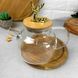 Заварочный стеклянный чайник 1л с бамбуковой крышкой для плиты Олени