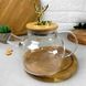 Заварочный стеклянный чайник 1л с бамбуковой крышкой для плиты Олени