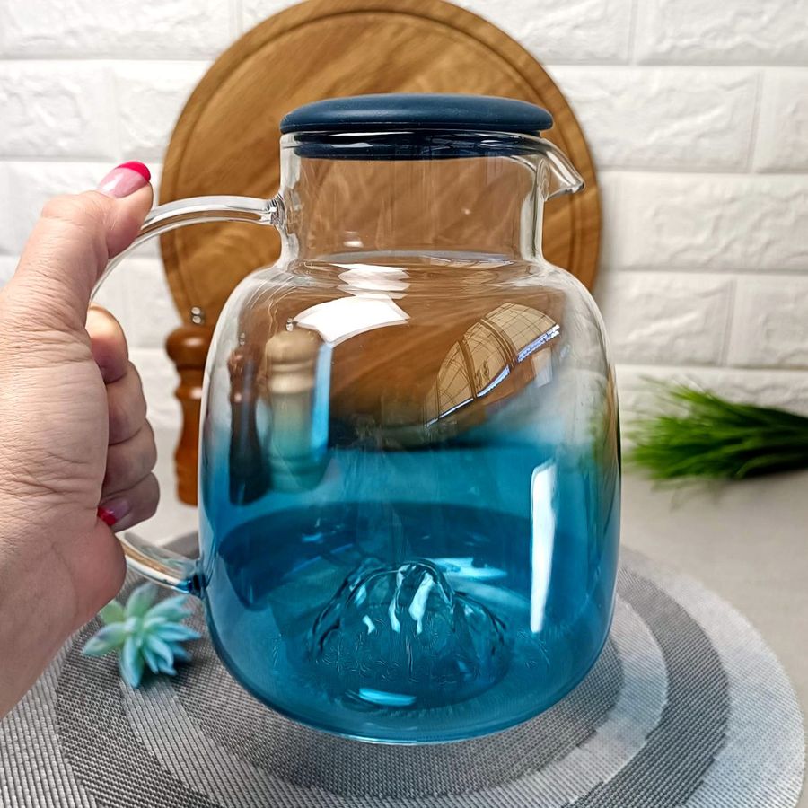Скляний чайник для заварювання 1,8 л Синій Крижані Гори для плити Hell