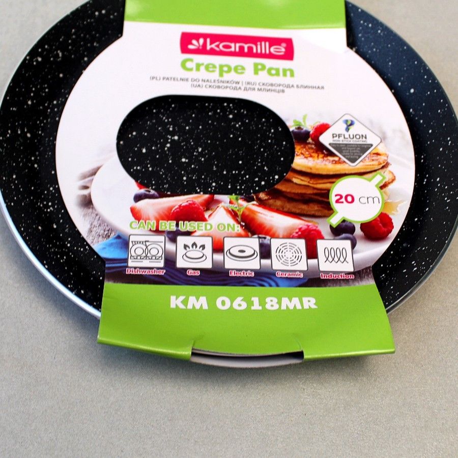 Сковорода млинцева 20 см з мармуровим покриттям для індукції Kamille Kamille
