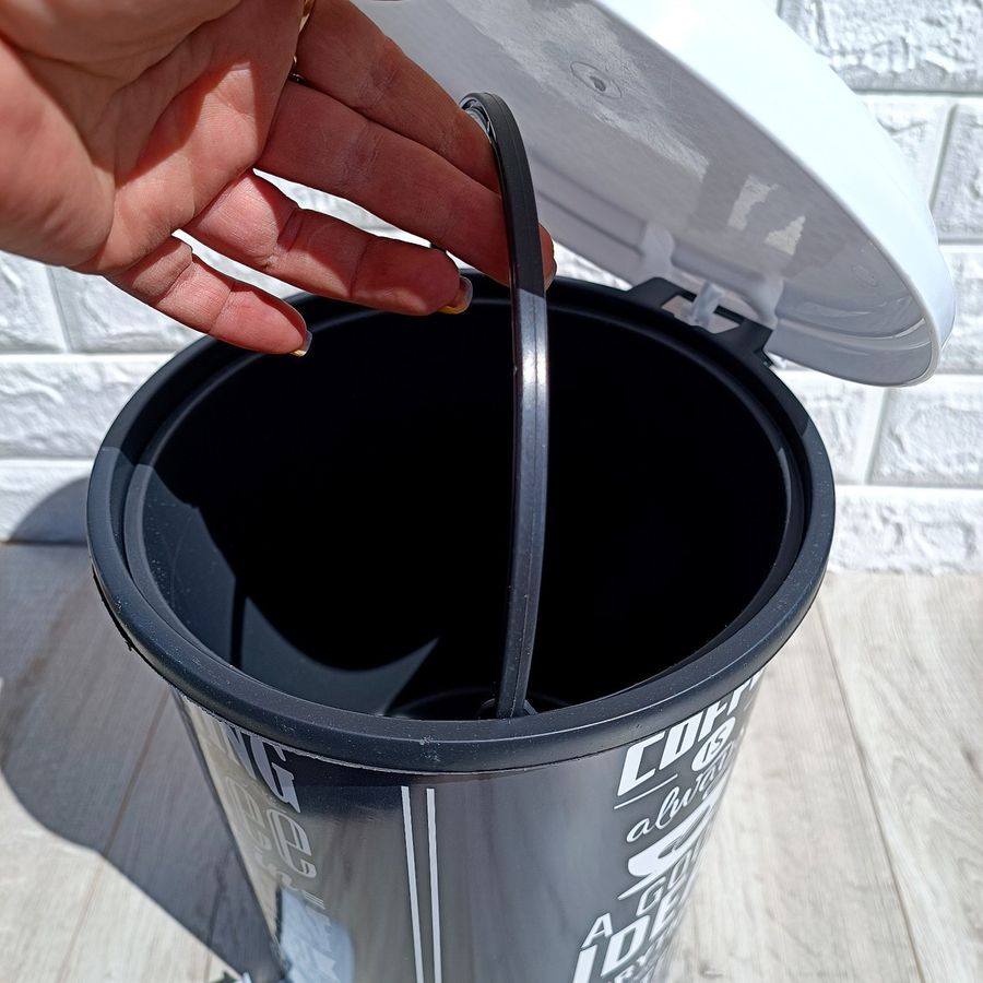 Подвійне відро для сміття з педаллю Старбакс Чорний 11 л (2шт*5.5л) 365 Elif Elif Plastik