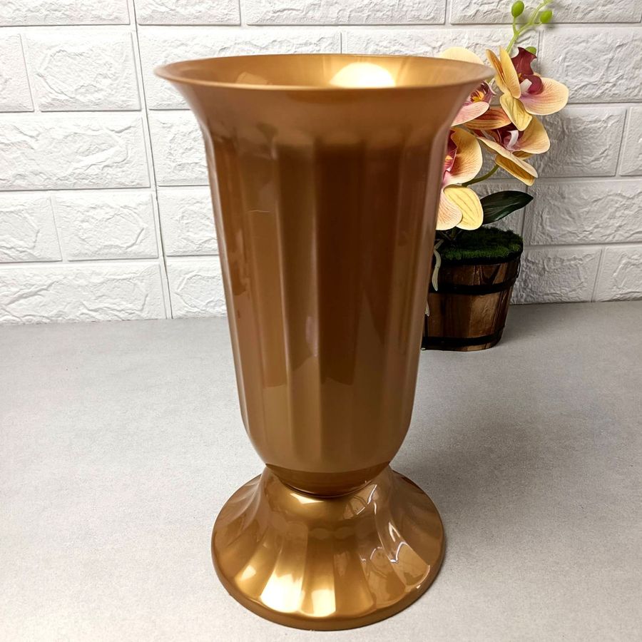Универсальная напольная пластиковая ваза 29см бронзового цвета Флора Алеана Алеана