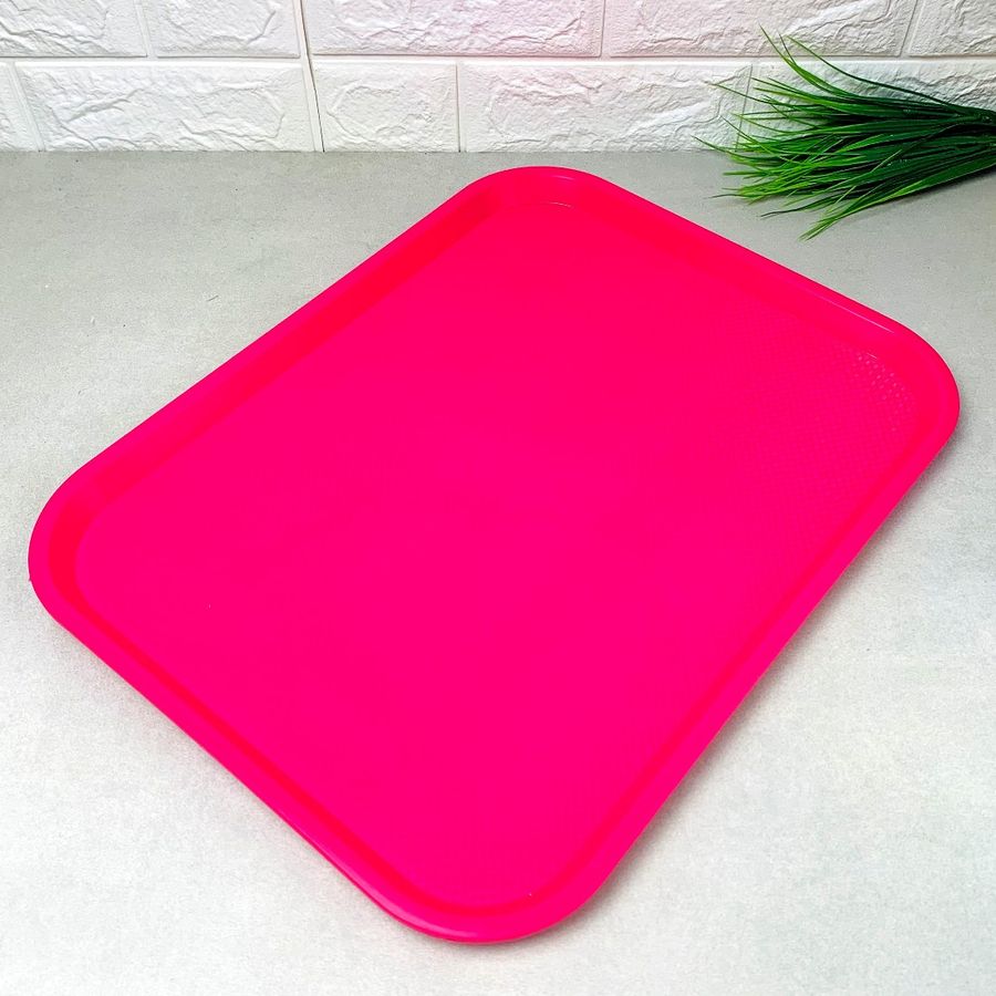 Великий пластиковий роздатковий піднос 44.5*34.5см рожевого кольору Hell