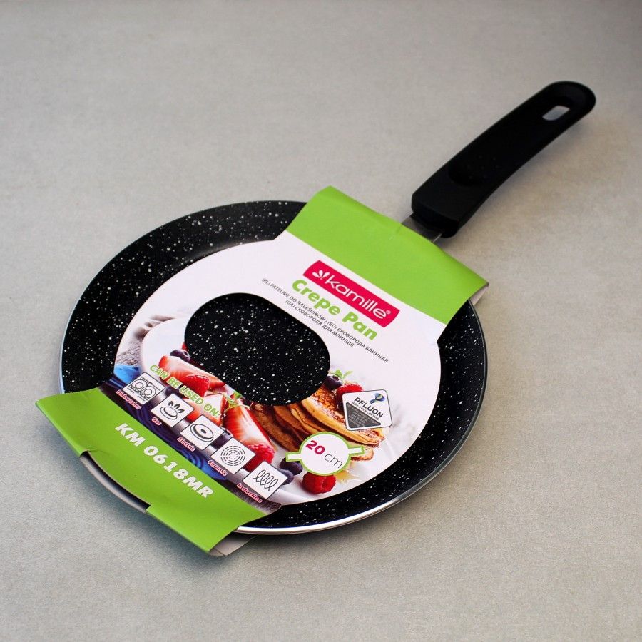 Сковорода млинцева 20 см з мармуровим покриттям для індукції Kamille Kamille