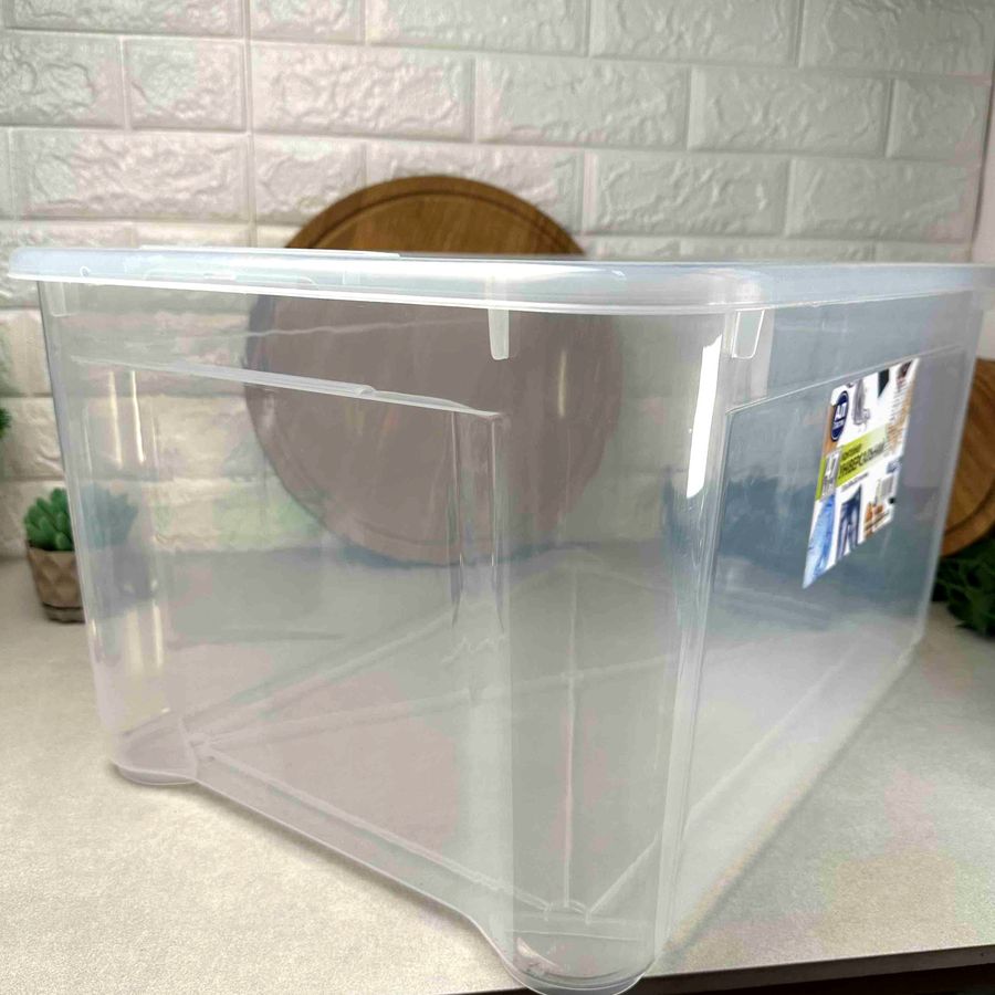 Большой пластиковый контейнер с крышкой для хранения Easy Box 47 л Прозрачный Ал-Пластик