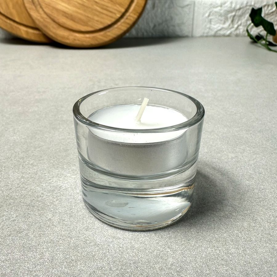 Круглий скляний підсвічник зі свічкою Uniglass UniGlass