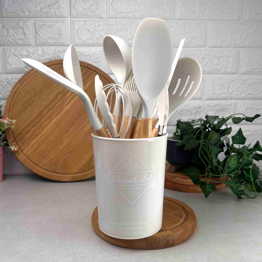 Набор белых силиконовых кухонных принадлежностей 12 предметов Kitchen Set Kitchen Art
