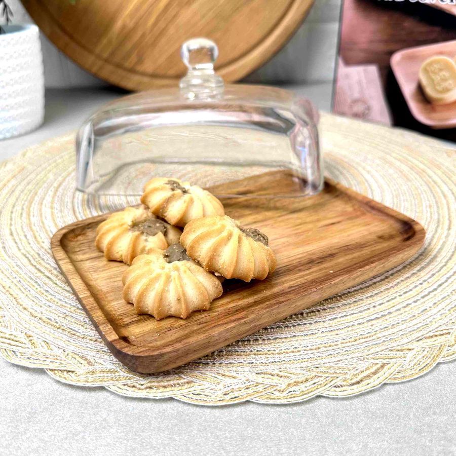 Дерев'яна маслянка зі скляною кришкою GK