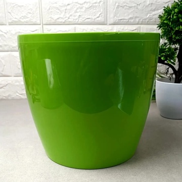 Велике зелене підлогове пластикове кашпо для декоративного куща 25*22см 10л, Магнолія Ламела Ламела