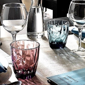 Цветные низкие стаканы 305 мл с гранями Bormioli, Лиловый Диамант Bormioli Rocco