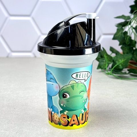 Детский пластиковый стакан с пробкой 300 мл Dinosaur Titiz Турция Titiz Plastik
