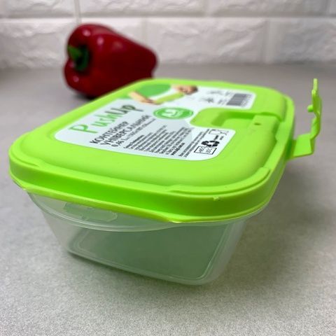 Прямокутний харчовий судок з ручками-засувками та паровим клапаном 0.92л, Push-Up Ал-пластик ALPLASTIK