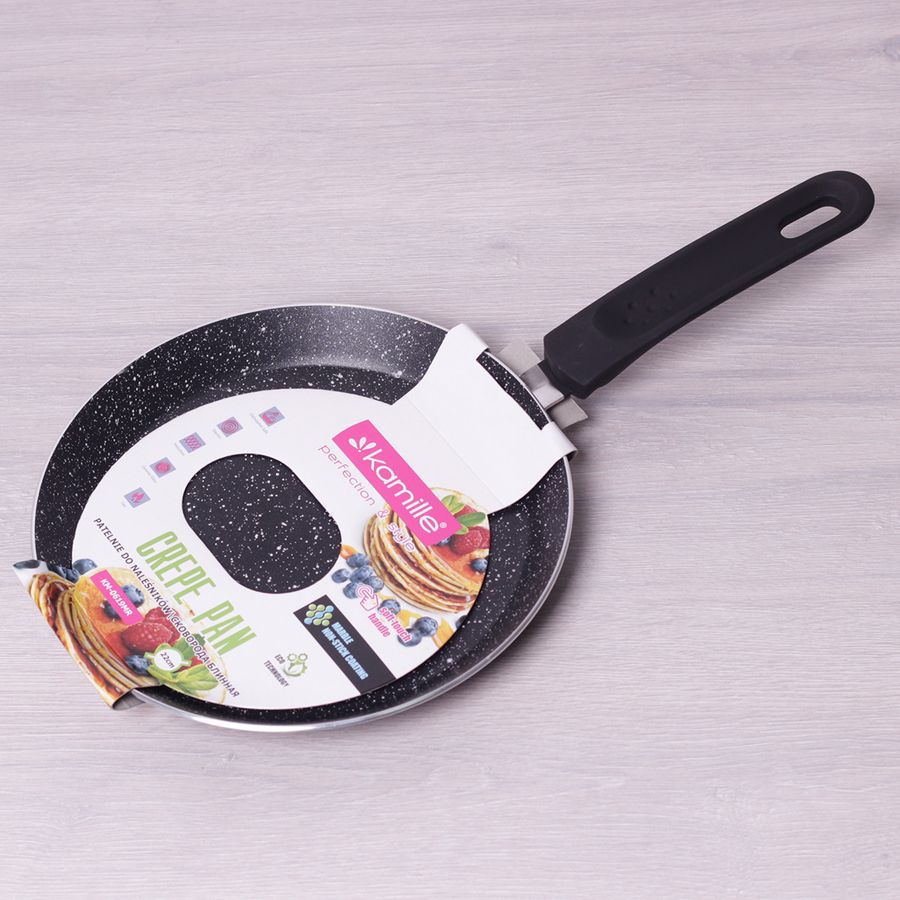 Сковорода млинцева 22 см з мармуровим покриттям для індукції Kamille Kamille