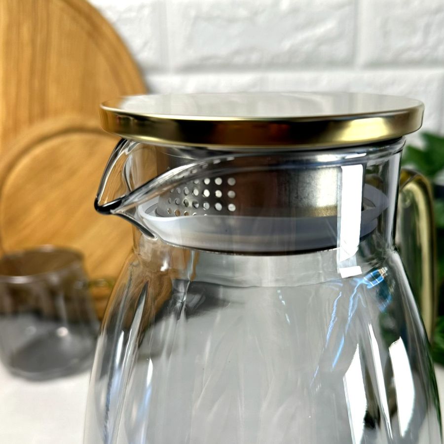 Высокий стеклянный чайник для плиты 2 л Дымка Roko Без бренда