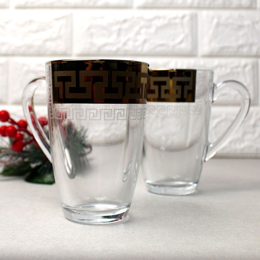Подарочный набор чашек 330 мл с золотым орнаментом Гусь Хрустальный