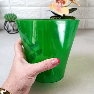 Зеленый вазон для орхидей из прозрачного пластика 13см ММ-Пласт