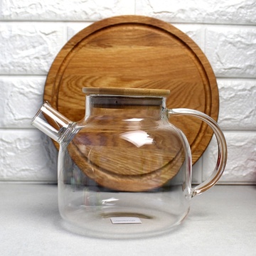 Большой стеклянный заварочный чайник с деревянной крышкой 1.2 л Ardesto Ardesto