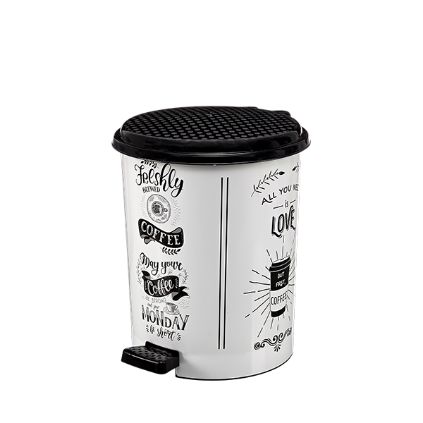 Белое педальное ведро 2в1 с рисунком 17 л (2шт*8.5л), 366 Elif белый кофе Elif Plastik