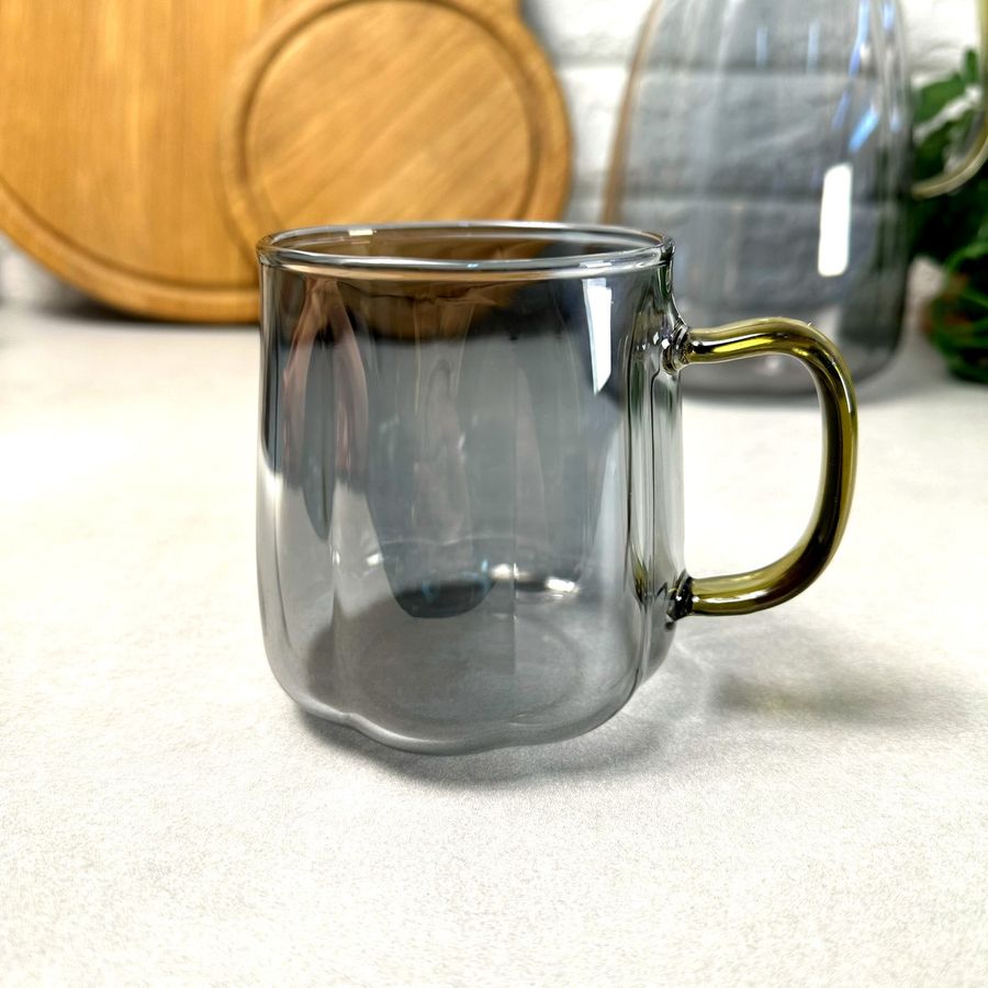 Чайна чашка 350 мл Графітовий перламутр із боросилікатного скла Roko Hell