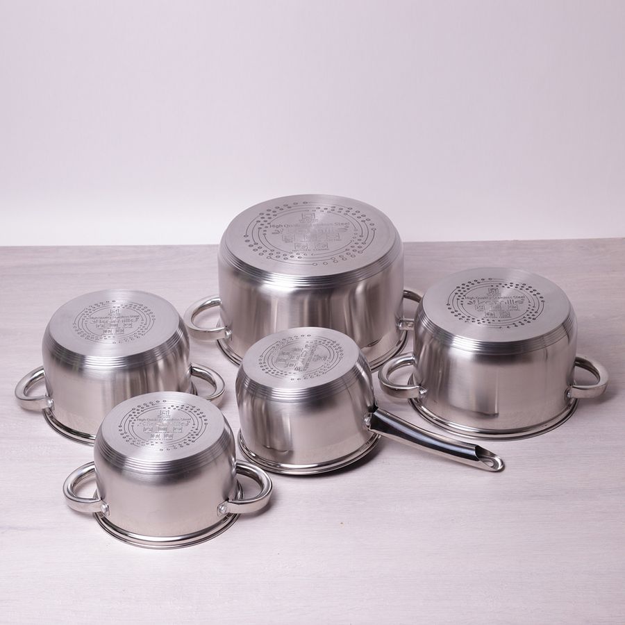 Набір посуду з 5 каструль з нержавіючої сталі 10 предметів для індукції Kamille Kamille
