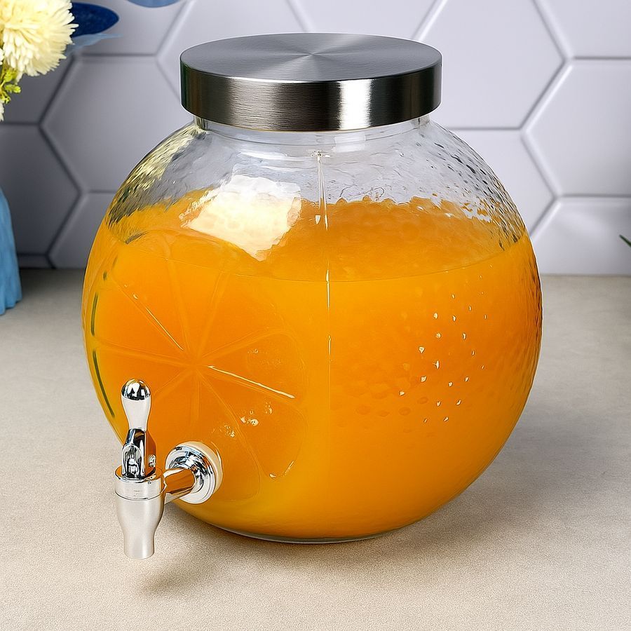 Стеклянный лимонадник с краном 4.5 л Orange S&T